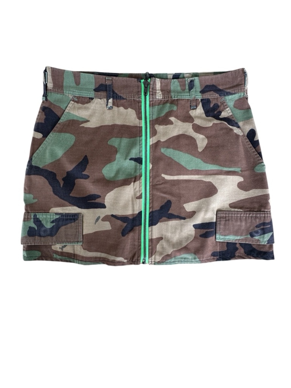 FURST OF A KIND Camo Military mini Skirt zipper detail 30” waist